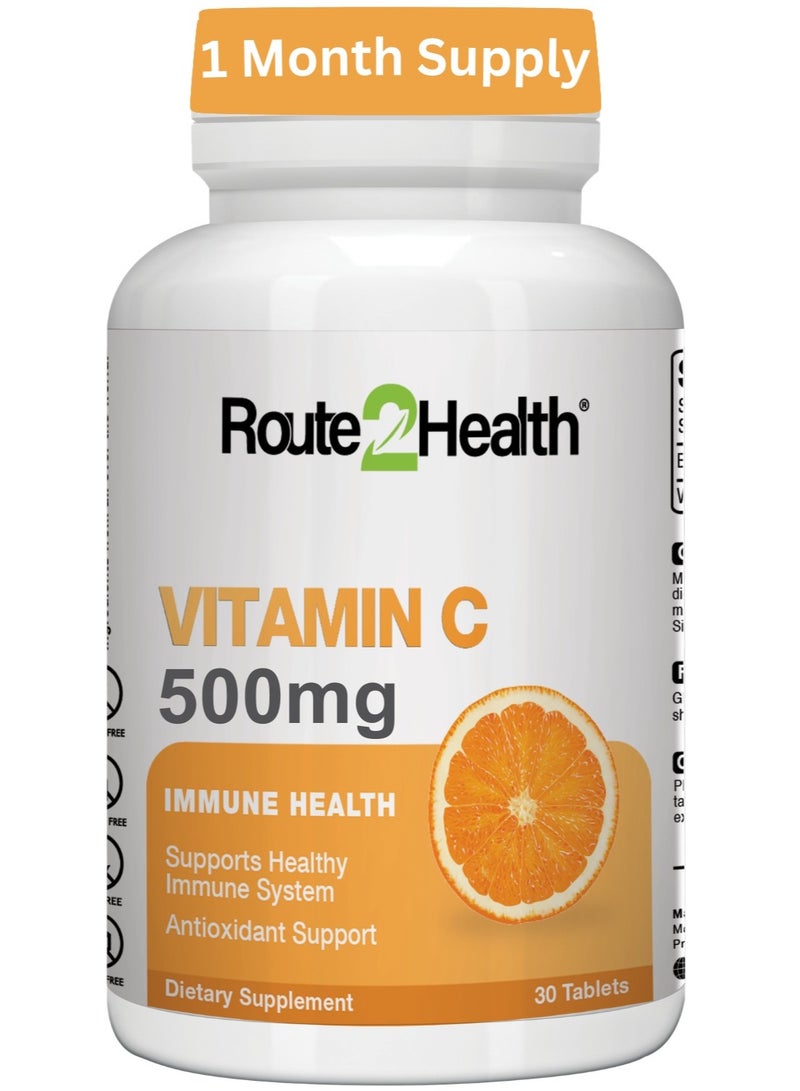 Route2Health Vitamin C 500 mg Chewable Tablets - 30 Count – Immune Support, Antioxidant Protection, Delicious Orange and Lime Flavor – Ideal for Daily Use, Supports Skin Health and Overall Wellness - Image 1